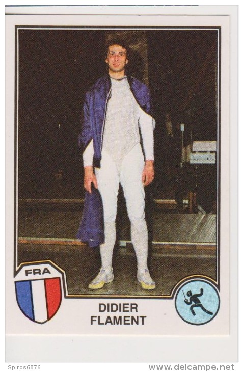 PANINI FENCING STICKER FRENCH Athlete DIDIER FLAMENT Sport Superstars Series 1982 - Edizione Italiana