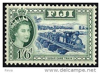 FIJI ISLANDS BRITISH PICTORIAL TRAIN QEII HEAD 1/6 P GREEN MLH 1953 SG290.READ DESCRIPTION!! - Fiji (...-1970)