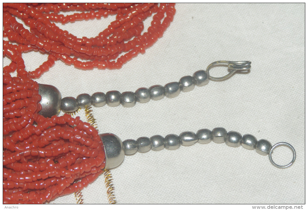 COLLIER  Ancien GRAPPE De VERRE Couleur CORAIL 20 Brins - Necklaces/Chains