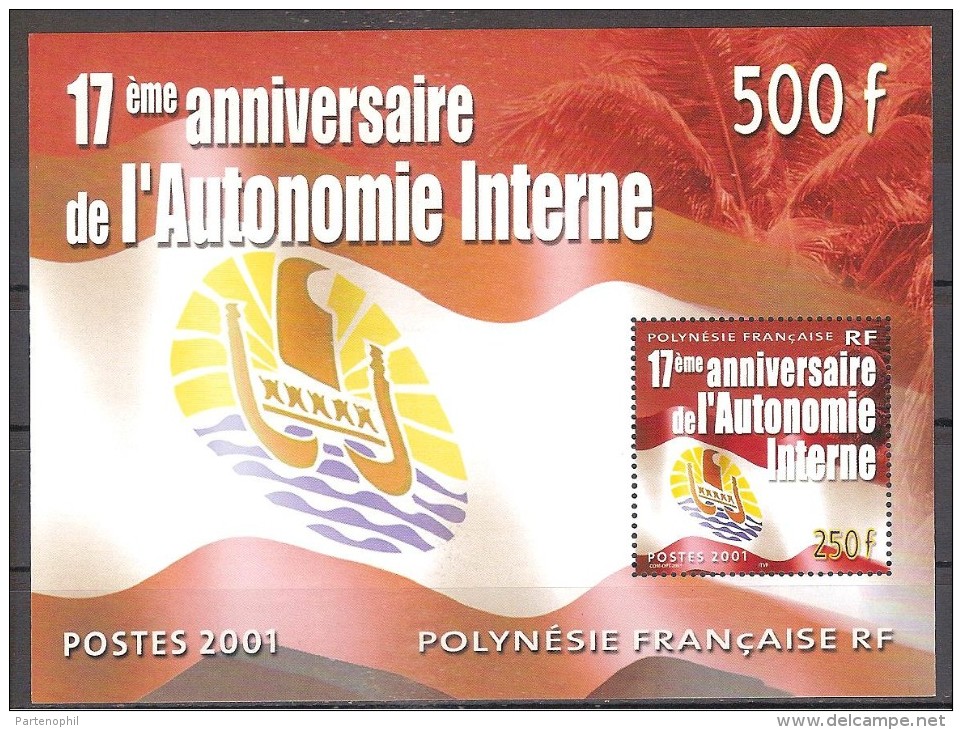 **2001 POLINESIA FRANCESE 17° ANN. AUTONOMIA SHEET MNH - Unused Stamps