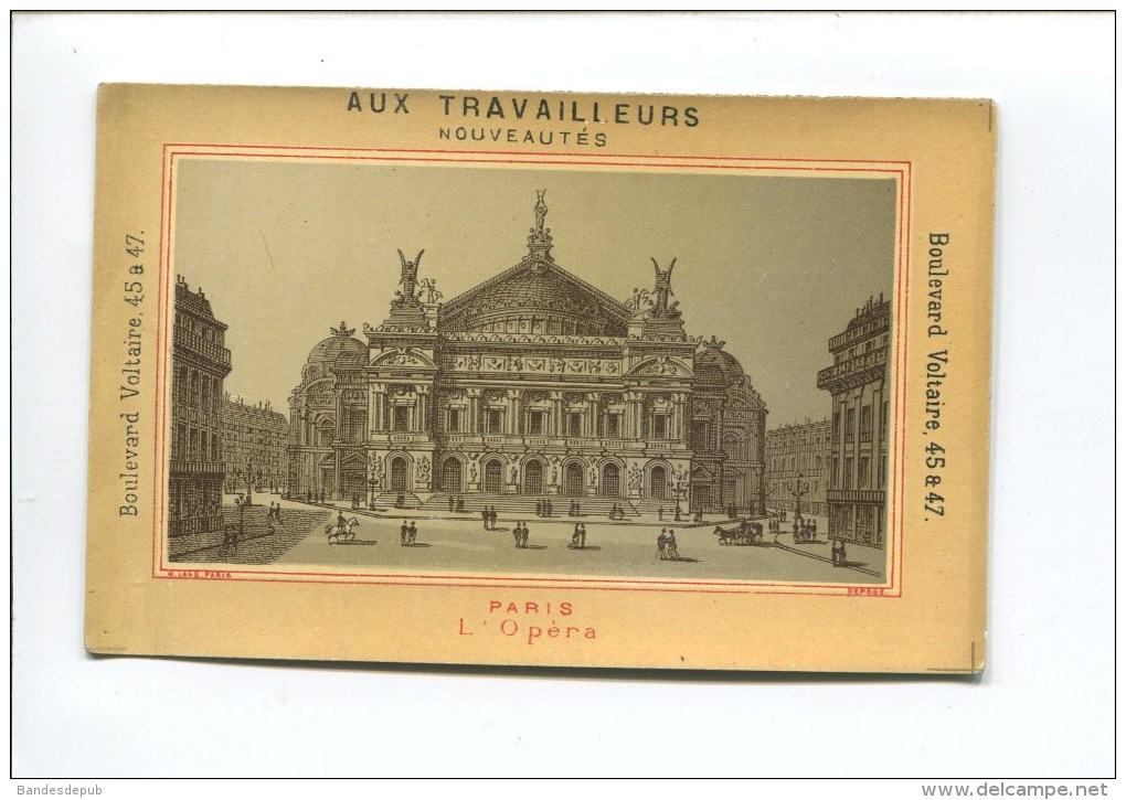 PARIS TRAVAILLEURS BD VOLTAIRE CHROMO LAAS CALENDRIER 1881  MONUMENT OPERA - Petit Format : ...-1900