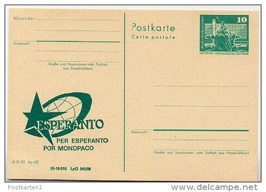 DDR P79-4b-80 C105-c Postkarte PRIVATER ZUDRUCK Esperanto Weltkugel Leipzig 1980 - Esperanto