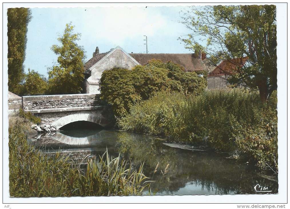 02@ CPSM COLORISEE PERTHES EN GATINAIS, PONT SUR L'ECOLE, SEINE ET MARNE 77 - Perthes