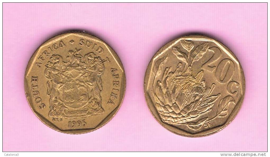 SUD AFRICA -  20 Cents  1995  KM136  -  Protea Flower - Afrique Du Sud