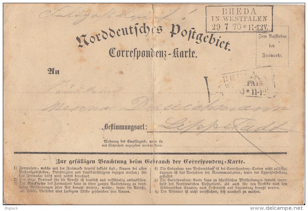 NDP Sehr Frühe Feldpostkarte Rheda In Westfalen 29.7.70 Gel. Nach Lippstadt - Sonstige & Ohne Zuordnung