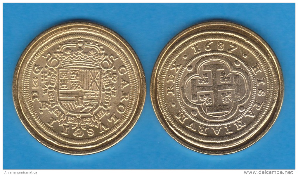 CARLOS II   8 ESCUDOS   ORO  1.687   SEGOVIA   SC/UNC     Réplica       T-DL-10.879 - Essays & New Minting