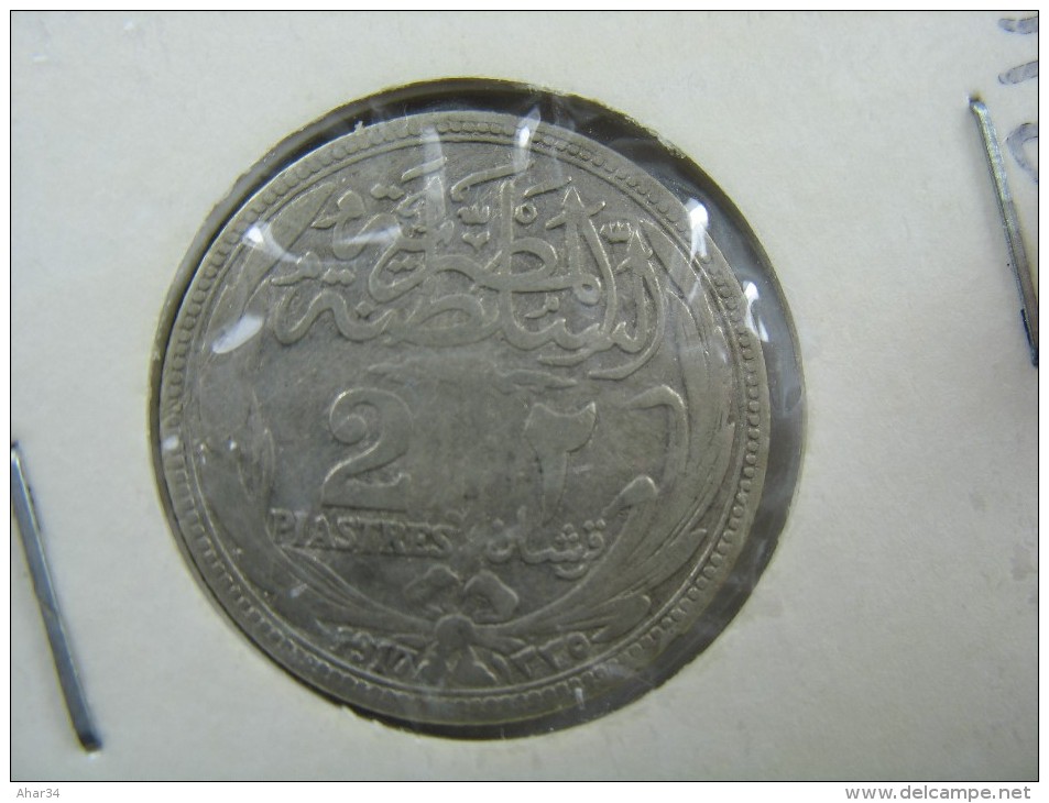 EGYPT 2  PIASTRES 1917 SILVER . LOT 6 - Egypte