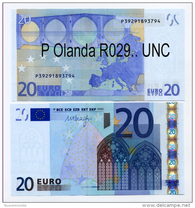 NOVITA´  EURONOTE BANCONOTA BILLET DA 20 EURO P OLANDA PAYS BAS R029.. FIRMA DRAGHI UNC - 20 Euro