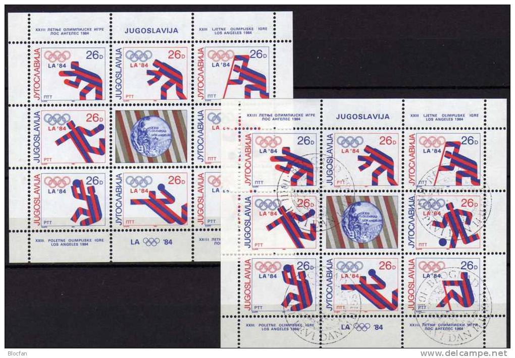 Olympia Medaille 1984 Jugoslawien 2075/2 KB ** + O 7€ Sport Piktogramme Boxen Ringen Olympic Bloc Sheetlet Bf Yugoslavia - Sonstige & Ohne Zuordnung