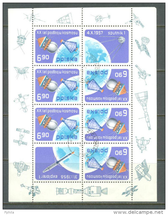 1977 POLAND SATELLITES MINI SHEET MICHEL: 2539KB MLH * - Blocks & Sheetlets & Panes