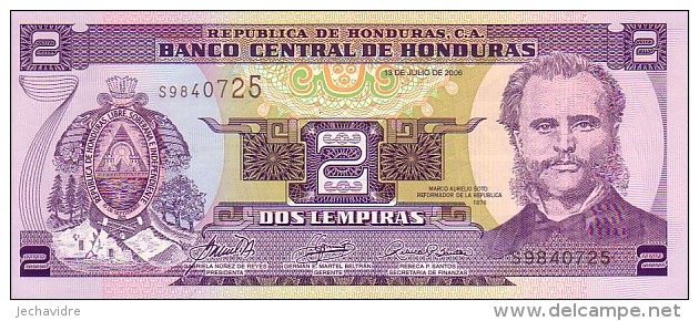 HONDURAS   2 Lempiras  Daté Du 13-07-2006    Pick 80 A E         ***** BILLET  NEUF ***** - Honduras