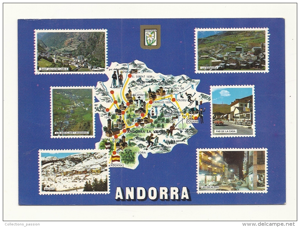 Cp, Timbres (Représentation), Valls D'Andorra, Voyagée 1985 - Stamps (pictures)