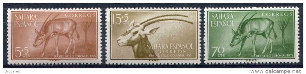 Timbres** De 1955 "Journée Du Timbre Colonial (oryx, Algazel)" - Spaanse Sahara