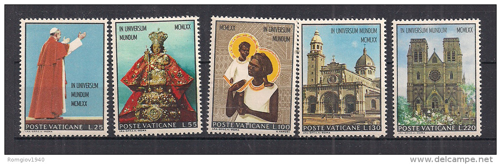 VATICANO     1970        VIAGGIO IN ASIA E AUSTRALIA       SASS. 495-499      MNH    XF - Nuovi