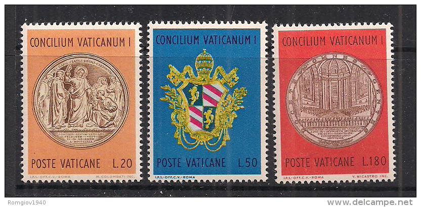 VATICANO     1970       CENTENARIO CONCILIO ECUMENICO      SASS. 484-486      MNH    XF - Ongebruikt