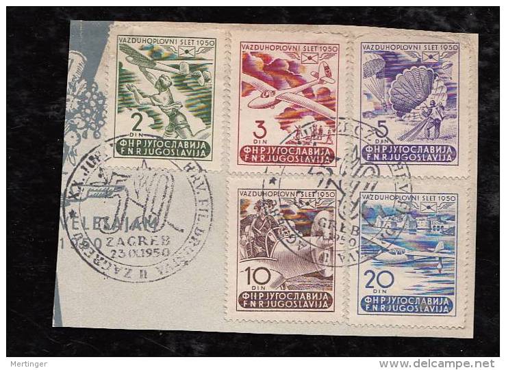 Yugoslavia 1950 AIRMAIL Set On Fragment With ZAGREBACKI Special Postmark - Covers & Documents