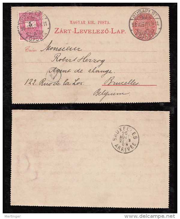 Ungarn Hungary 1898 Uprated Stationery Lettercard To BRUXELLES Belgium - Brieven En Documenten