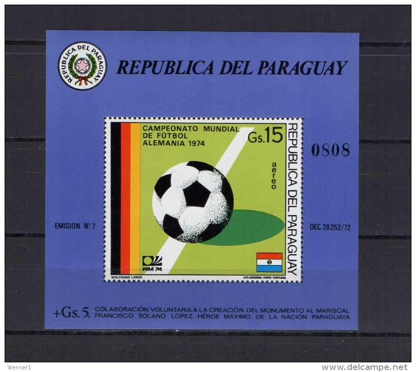 Paraguay 1974 Football Soccer World Cup S/s MNH - 1974 – Germania Ovest