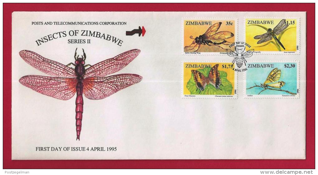 ZIMBABWE, 1995, Mint FDC, Insects Of Zimbabwe,  Nrs. 554-557, F746 - Zimbabwe (1980-...)