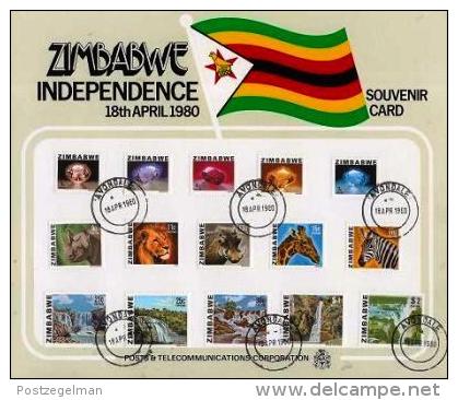 ZIMBABWE, 1980, Mint FDC, Definitives (souvenir Card  Nrs. 227-241, , F602 - Zimbabwe (1980-...)