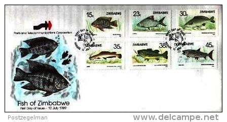 ZIMBABWE, 1989, Mint FDC, Fishes Of Zimbabwe  Nrs. 406-411, F541 - Zimbabwe (1980-...)
