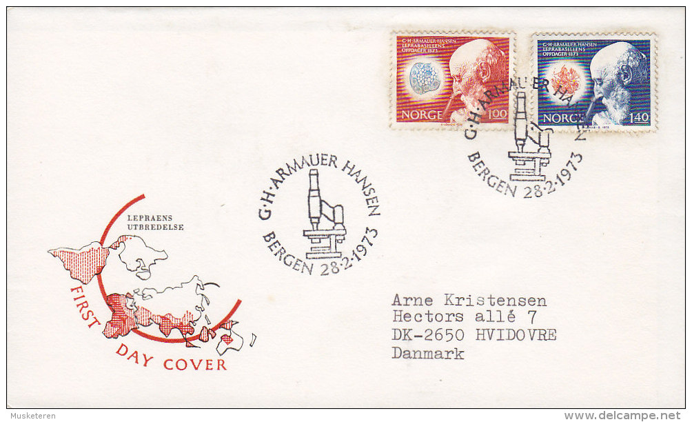 Norway Ersttags Brief FDC Cover 1973 Entdeckung Des Lepra-Bazillus Von G.H. Armauer Hansen Complete Set - FDC