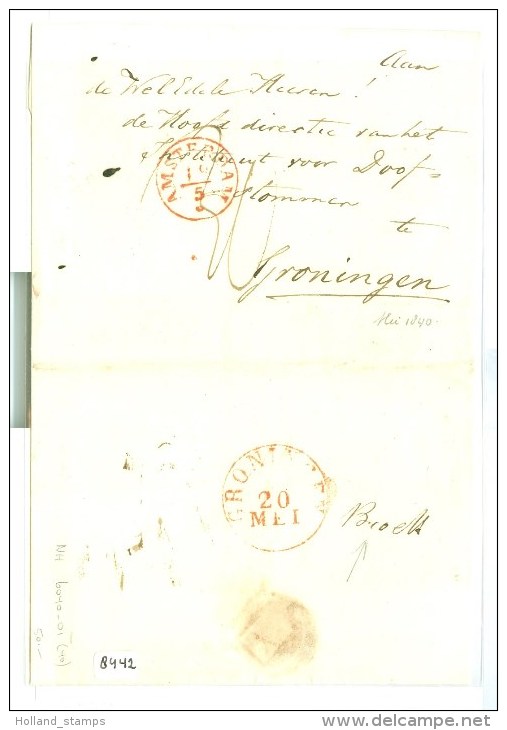 E.o. BRIEFOMSLAG Uit 1840 Van AMSTERDAM  Naar GRONINGEN * 6040-01  (8442) - ...-1852 Vorläufer