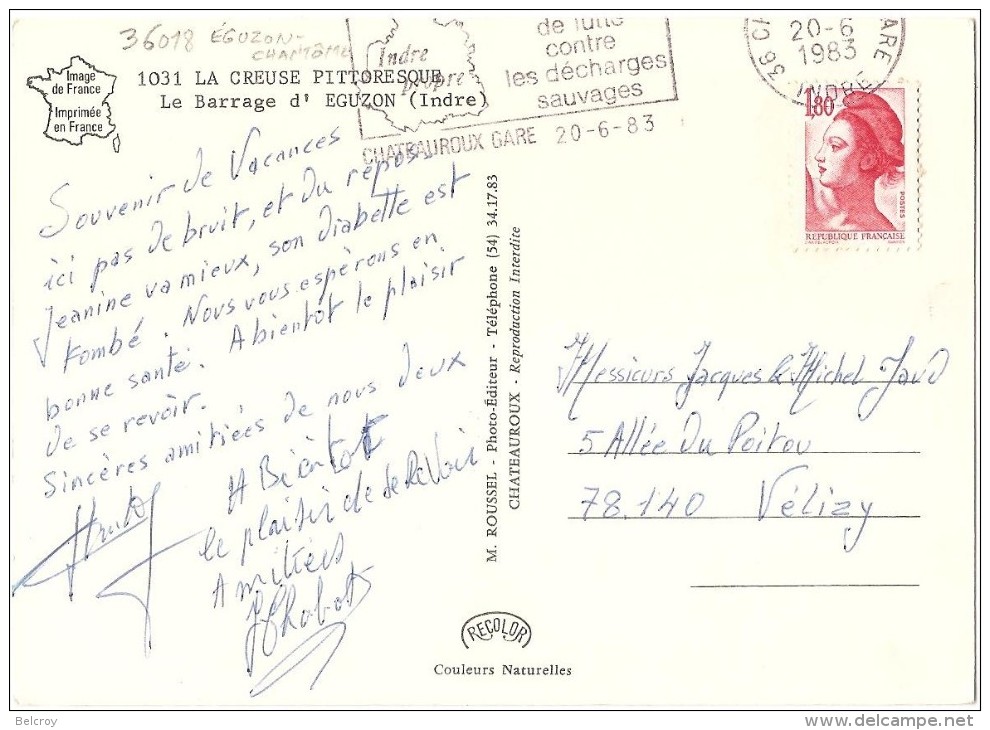 Dépt 36 - ÉGUZON-CHANTÔME - Le Barrage D'Éguzon - (CPSM 10,5 X 14,8 Cm) - Autres & Non Classés