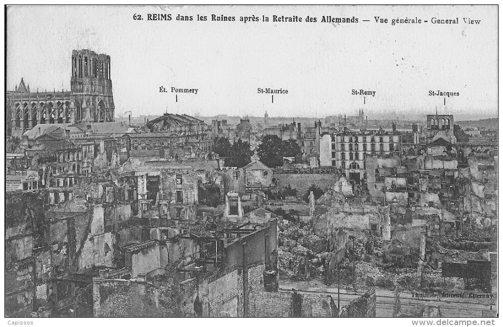 Reims Dans Les Ruines Après La Retraite Des Allemands Vue Générale Bon Etat - Guerra 1914-18