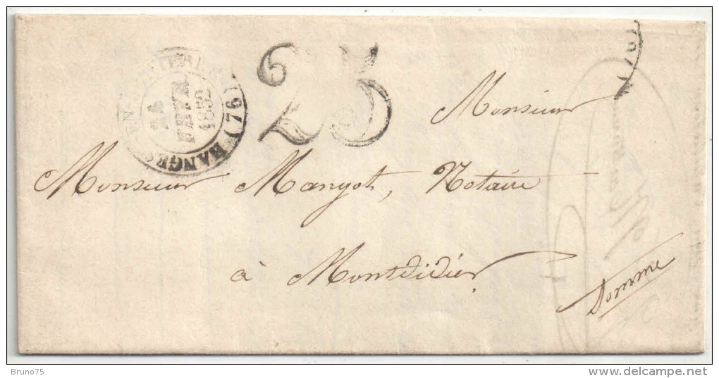 SOMME - Cachet HANGEST-EN-SANTERRE - 24 Février 1852 - Taxe 25 - 1849-1876: Classic Period