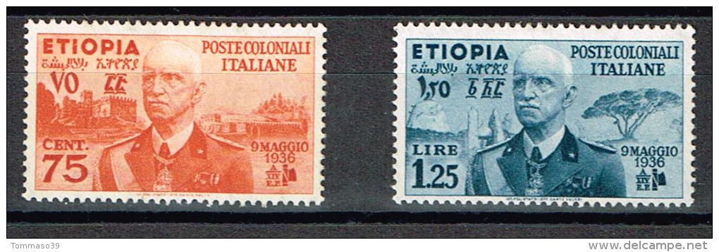 Italia Colonie - ETIOPIA - Sass.6,7  Francobolli NUOVI (*) - Ethiopie