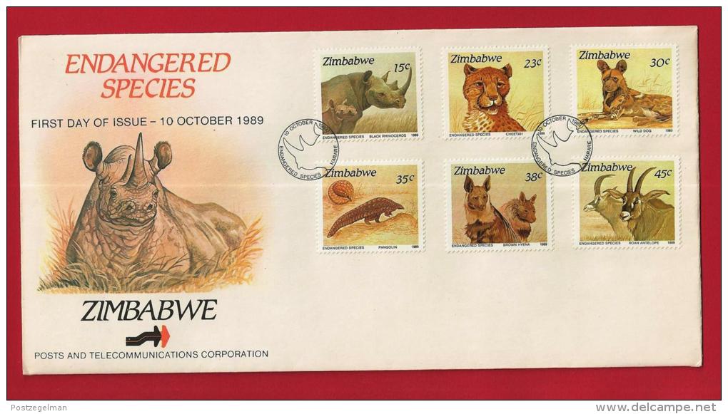 ZIMBABWE, 1989, Mint FDC, Endangered Species, 412-417 - Zimbabwe (1980-...)