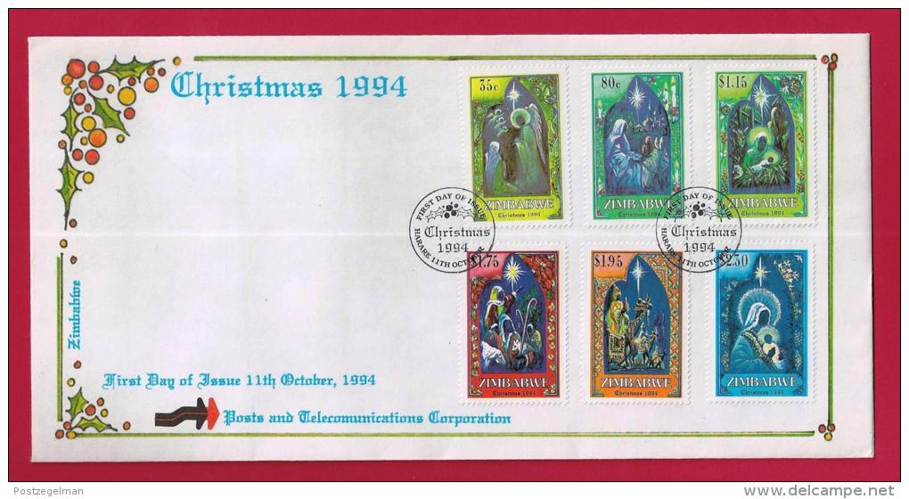 ZIMBABWE, 1994, Mint FDC, Christmas,  532-537 - Zimbabwe (1980-...)