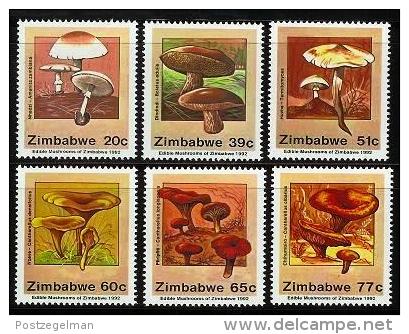 ZIMBABWE 1992, Mint Never Hinged Stamps, Mushrooms, Nrs. 476-481, #5118 - Zimbabwe (1980-...)