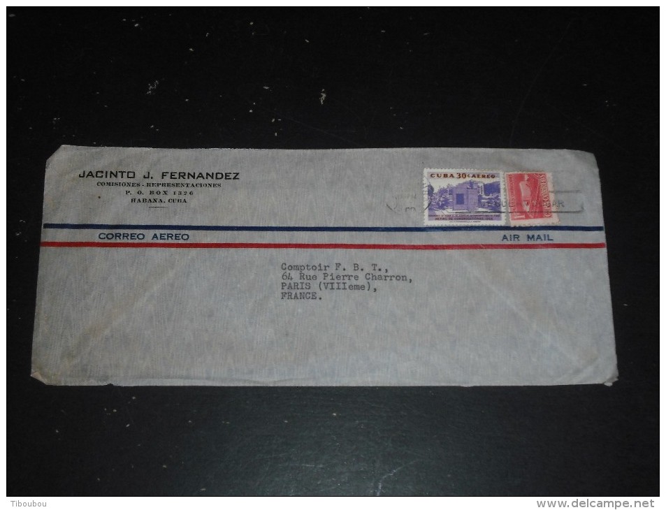 LETTRE CUBA AVEC YT PA 209 ET 447 X 2 - MONUMENT DOCTEUR COSME DE LA TORRIENTE - RETRAITE PTT - HOTEL DES POSTES - - Storia Postale