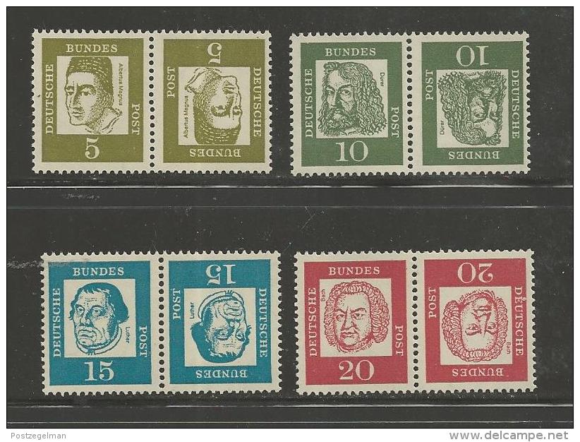 GERMANY, 1961, Mint Never Hinged Stamp(s), Famous German People,  Nr(s) 347=352,   #12914 (4 Combinations) - Ongebruikt