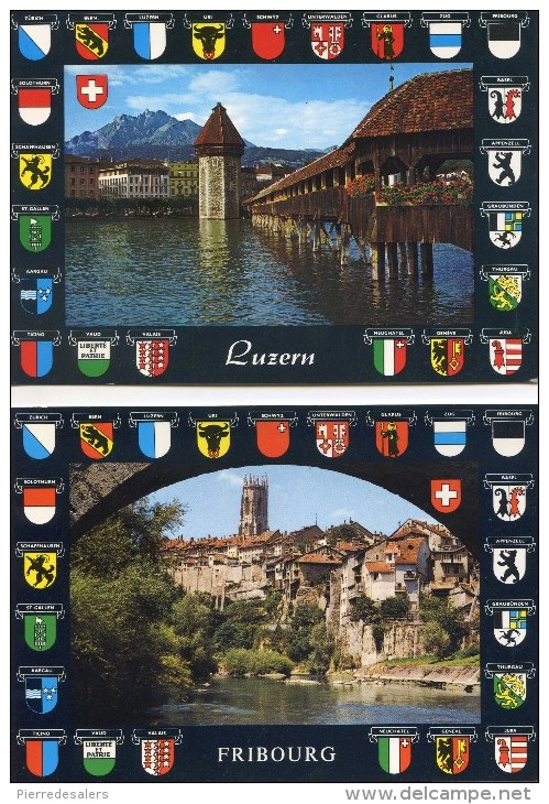 Z - Suisse - Lot 2 Cartes Neuves FRIBURG Et LUZERN - Blason Des Cantons - Fribourg Et Lucerne - St. Anton