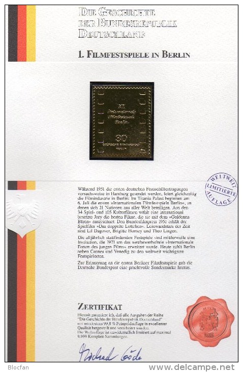 Edition Raritäten In Gold Deutschland Berlin 358 ** 50€ Mit 23 Karat Feingold Berliner Filmfestival Art Stamp Of Germany - Brieven En Documenten