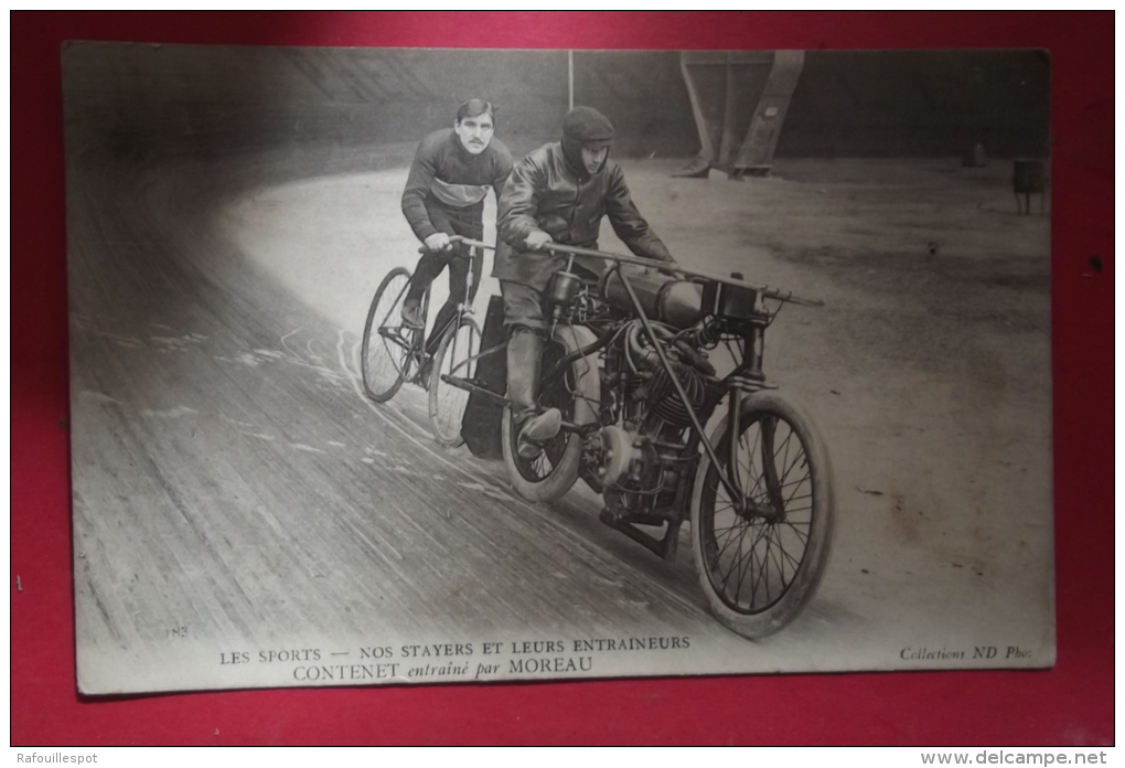 Cp  Nos Stayers Et Leurs Entraineurs Contenet Entrainé Par Moreau - Motociclismo