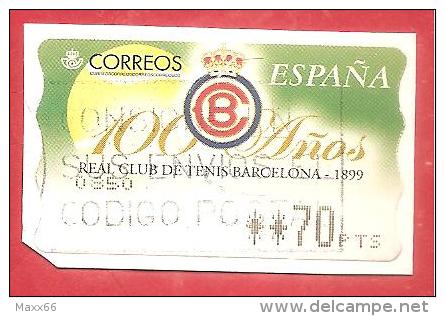 SPAGNA USATO - 1999 - ATM LABEL - 100° Real Club Tenis Barcelona -  70 Pta - Máquinas Franqueo (EMA)