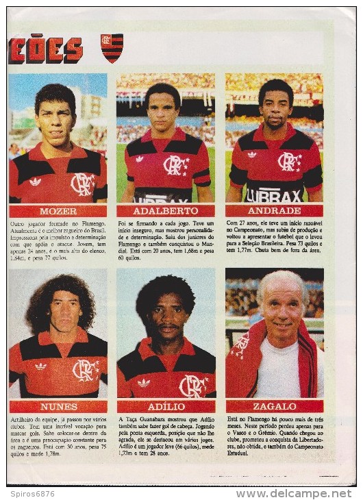 FLAMENGO Football Brazil Large 1984 Fold-out Poster As GUANABARA CUP WINNER / CAMPEAO DA TACA GUANABARA - Apparel, Souvenirs & Other