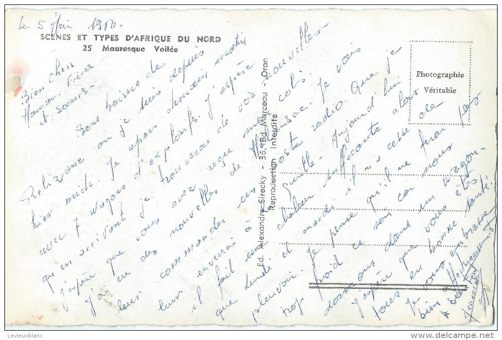 Scénes Et Types D'Afrique Du Nord/ Mauresque Voilée   /LL/1960  CPDIV150 - Otros & Sin Clasificación