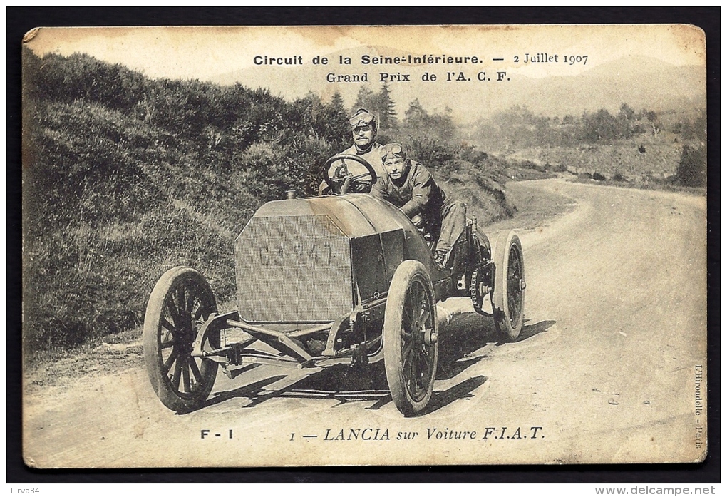 CPA  ANCIENNE- FRANCE- TACOTS DE COURSE-LE  PILOTE "LANCIA" SUR VOITURE FIAT G3-247- GRAND PRIX 1907- TRES GROS PLAN - Grand Prix / F1