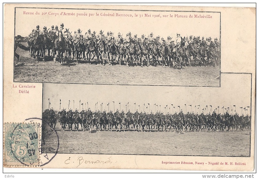 MALZEVILLE Revue Du 20e Corps D'Armée Passée Par Le Général Bailloud, Le 31 Mai 1906 - CAVALERIE - TB - Maxeville