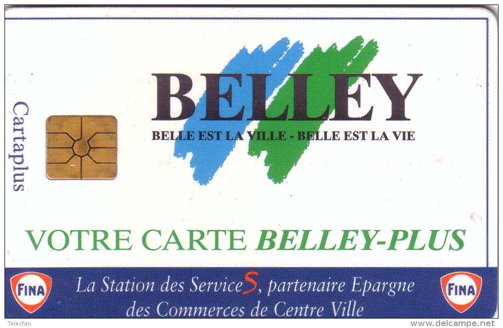 CARTE A PUCE CHIP CARD BELLEY AIN (01) VERSO PEUGEOT FINA PETROLE CARTAPLUS NUMEROTEE  GEMPLUS UT - Ausstellungskarten