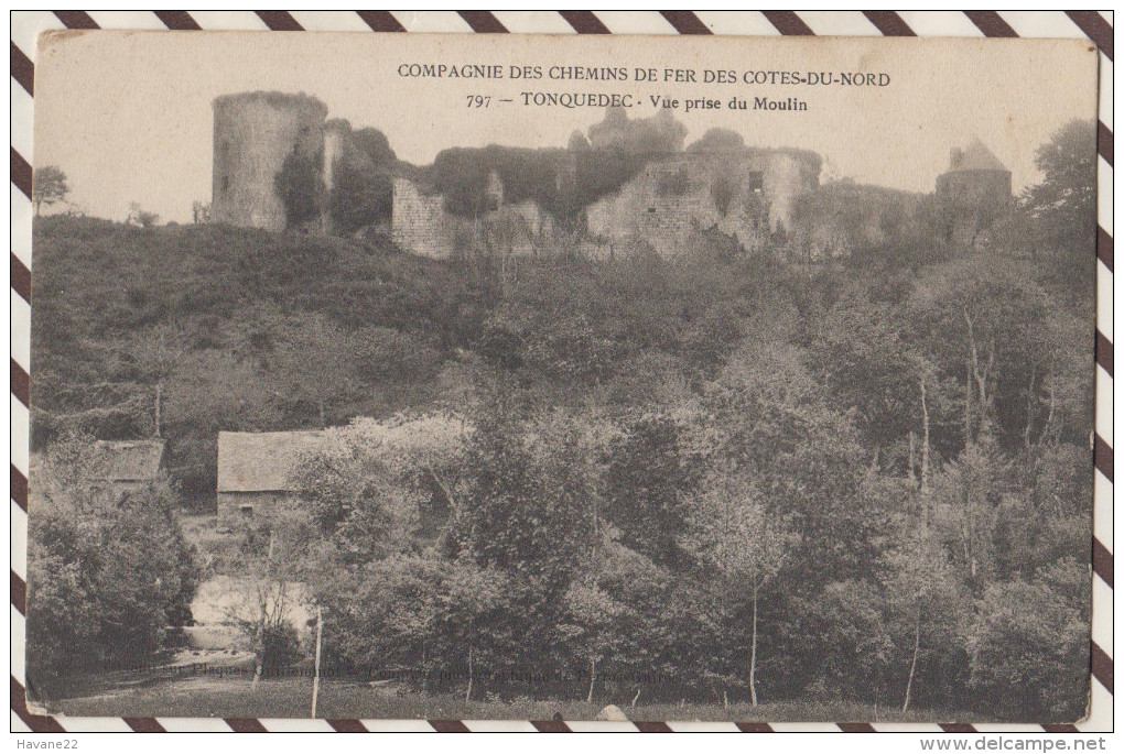 4AF1205 TONQUEDEC VUE PRISE DU MOULIN COMPAGNIE DES CHEMINS DE FER DES COTES DU NORD  2 SCANS - Tonquédec