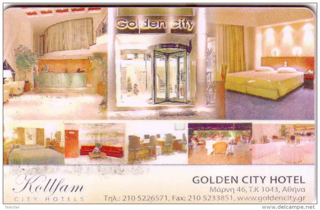 GRECE GREECE  CARTE A PUCE CHIP CARD CLE HOTEL KEY GOLDEN CITY KOLLFAM UT - Hotel Key Cards