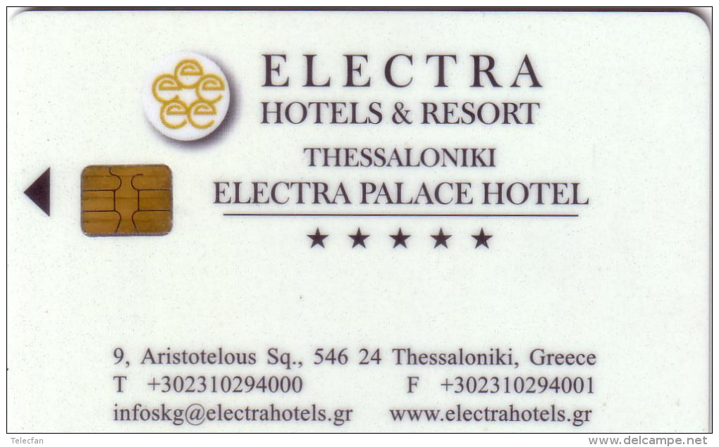 GRECE GREECE  CARTE A PUCE CHIP CARD CLE HOTEL KEY ELECTRA PALACE THESSALONIQUE UT - Clés D'hôtel