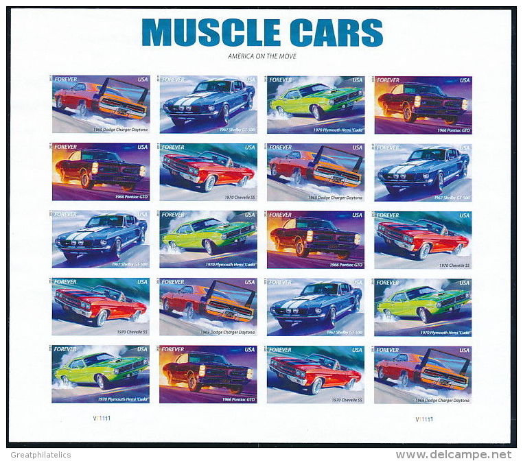 USA 2013 CARS / AUTOMOBILES Strip Of 5  Imperforated/ NonDENTELE Full SHEET MNH - Blocks & Sheetlets