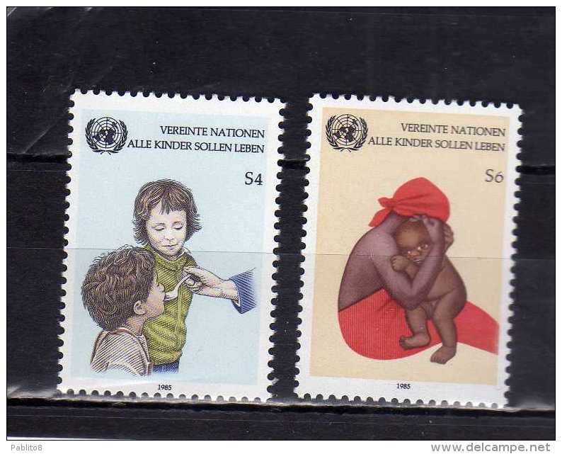 UNITED NATIONS AUSTRIA VIENNA WIEN - ONU - UN - UNO 1985 UNICEF Child Survival Campaign SOPRAVVIVENZA BAMBINI MNH - Blocs-feuillets